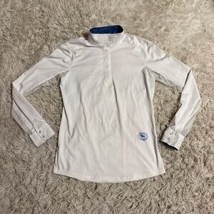 Women’s Medium White Essex Classics Long Sleeve Horseback Riding Show Shirt